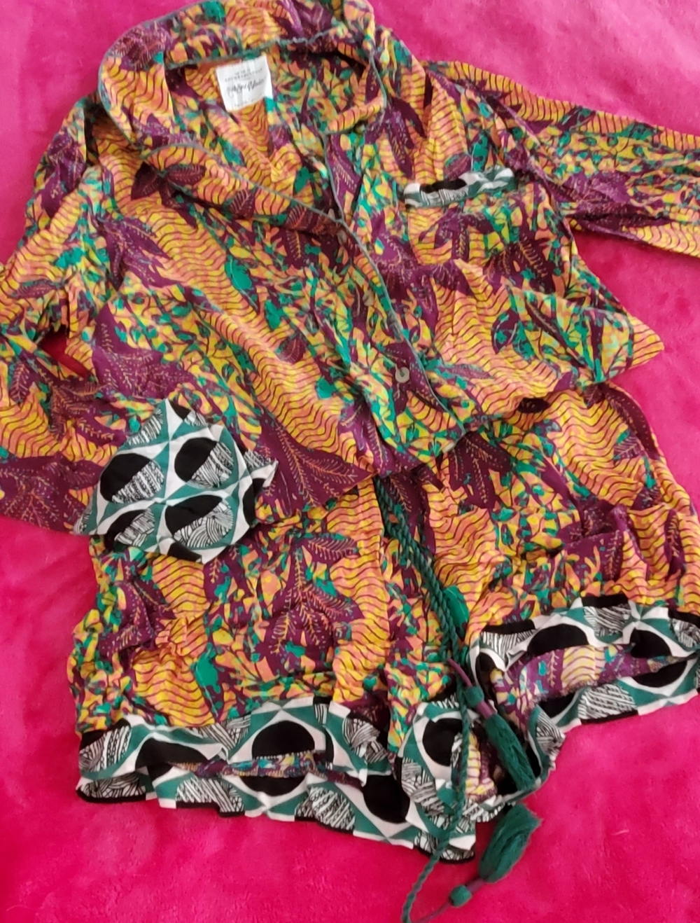 Anthropologie Vibrant Floral-Print Top in Yellow, Purple & Teal - 2 Piece Set